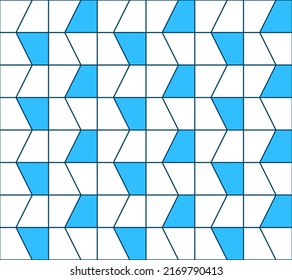 Vector seamless abstract geometric pattern, with white and blue rectangular trapezoids. It is a good texture for fabrics and (glazed) tiles and other elements in modern interior and exterior design.
