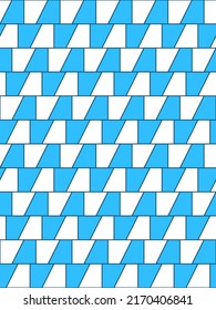 Vector seamless abstract geometric pattern. Blue and white trapezoids. It is an excellent texture for fabrics, tiled and other elements in modern interior and exterior design
