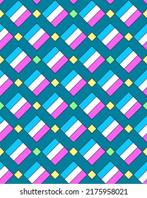 Vector seamless abstract geometric pattern with squares on a colored background. This is a fun texture where you can change the color of each element. Printing, textiles and design.
