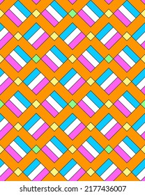 Vector seamless abstract geometric pattern with squares on an orange background. This is a fun texture where you can change the color of each element and the background. Printing, textiles and design