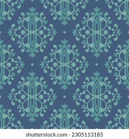 Vector seamless abstract geometric pattern in blue tones