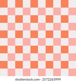 Vector seamless abstract geometric pattern with orange and pink checkerboard