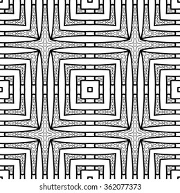 Vector seamless abstract geometric pattern. Abstract vector decorative ethnic sketchy seamless pattern. Geometric seamless pattern. Anti-stress coloring. Abstract black and white ornament