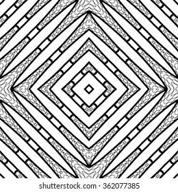 Vector seamless abstract geometric pattern. Abstract vector decorative ethnic sketchy seamless pattern. Geometric seamless pattern. Anti-stress coloring. Abstract black and white ornament