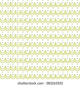 Vector seamless abstract green doodle pattern. 