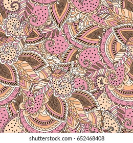 Vector seamless abstract hand-drawn ethnic pattern