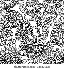 vector seamless abstract hand-drawn flower pattern