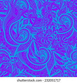 Vector Seamless abstract hand-drawn ornament pattern, wavy background. Pattern can be used for wallpaper, pattern fills, web page background, surface textures. 