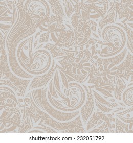 Vector Seamless abstract hand-drawn ornament pattern, wavy background. Pattern can be used for wallpaper, pattern fills, web page background, surface textures. 