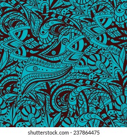 Vector Seamless abstract hand-drawn ornament pattern, wavy background. Seamless pattern can be used for wallpaper, pattern fills, web page background,surface textures. 