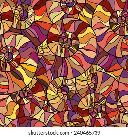 Vector Seamless abstract hand-drawn ornament pattern with colorful snails. Seamless pattern can be used for wallpaper, pattern fills, web page background, surface textures. 