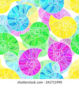 Vector   Seamless abstract hand-drawn ornament pattern with colorful snails. Seamless pattern can be used for wallpaper, pattern fills, web page background, surface textures. 