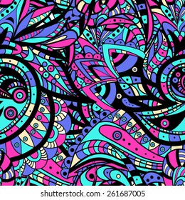 Vector Seamless abstract hand-drawn ornament pattern, wavy background. Pattern can be used for wallpaper, pattern fills, web page background, surface textures, wrapping paper. 