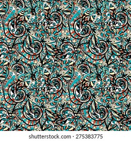 Vector Seamless abstract hand-drawn ornament pattern, wavy background. Seamless pattern can be used for wallpaper, pattern fills, web page background,surface textures. 