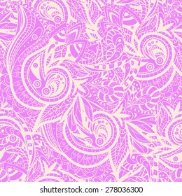 Vector Seamless abstract hand-drawn ornament pattern, wavy background. Pattern can be used for wallpaper, pattern fills, web page background, surface textures. Gorgeous seamless floral background