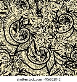 Vector seamless abstract hand-drawn ornament pattern, wavy background. Pattern can be used for wallpaper, pattern fills, web page background, surface textures. 