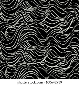 Vector seamless  abstract hand-drawn pattern with waves