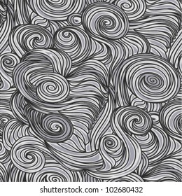 Vector seamless  abstract hand-drawn pattern with waves
