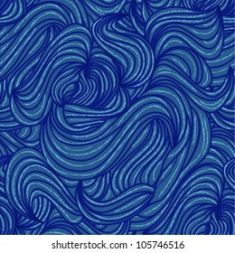 Vector seamless  abstract hand-drawn pattern with waves