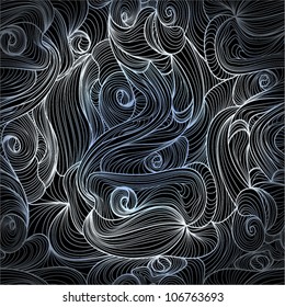 Vector seamless abstract hand-drawn pattern with waves