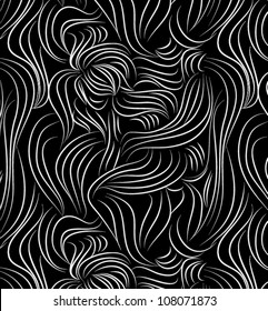 Vector seamless abstract hand-drawn pattern with waves