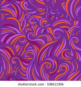 Vector seamless abstract hand-drawn pattern with waves a