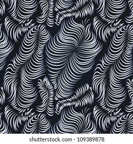 Vector seamless abstract hand-drawn pattern with waves