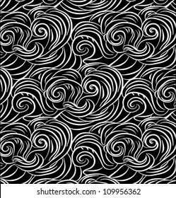 Vector seamless abstract hand-drawn pattern with waves