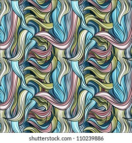 Vector seamless abstract hand-drawn pattern with waves