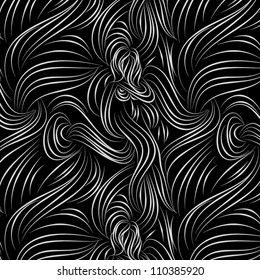 Vector seamless abstract hand-drawn pattern with waves