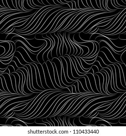 Vector seamless abstract hand-drawn pattern with waves
