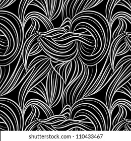 Vector seamless abstract hand-drawn pattern with waves