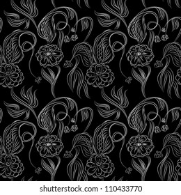 Vector seamless abstract hand-drawn pattern with waves