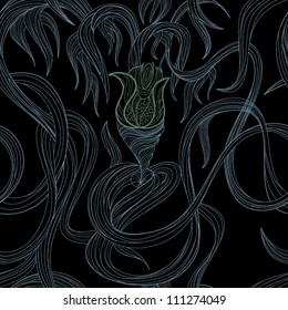 Vector seamless abstract hand-drawn pattern with waves