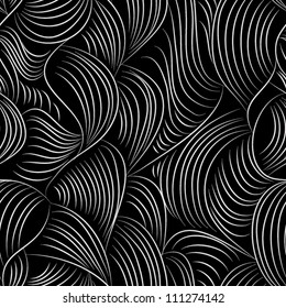 Vector seamless abstract hand-drawn pattern with waves