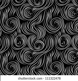 Vector seamless abstract hand-drawn pattern with waves
