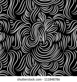 Vector seamless abstract hand-drawn pattern with waves