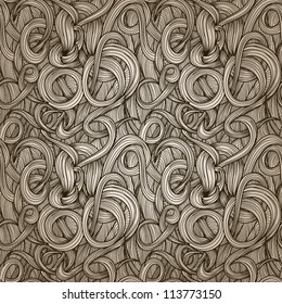 Vector seamless abstract hand-drawn pattern with waves