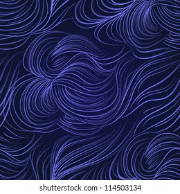 Vector seamless abstract hand-drawn pattern with waves