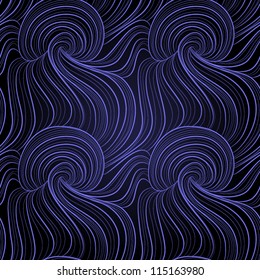 Vector seamless abstract hand-drawn pattern with waves