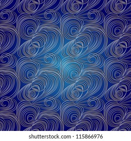 Vector seamless abstract hand-drawn pattern with waves