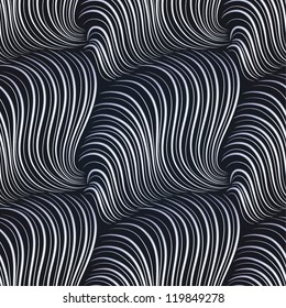 Vector seamless abstract hand-drawn pattern with waves