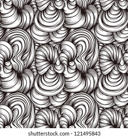 Vector seamless abstract hand-drawn pattern with waves