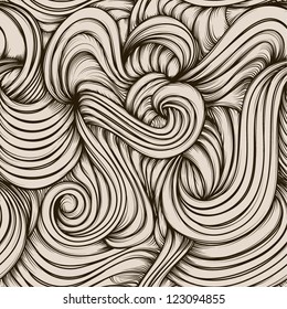 Vector seamless abstract hand-drawn pattern with waves