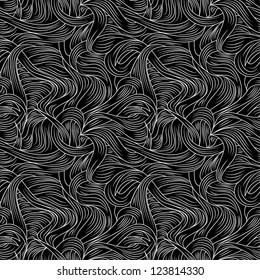 Vector seamless abstract hand-drawn pattern with waves