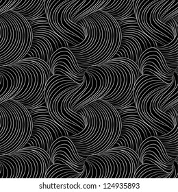 Vector seamless abstract hand-drawn pattern with waves