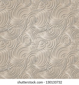 Vector seamless abstract hand-drawn pattern with waves
