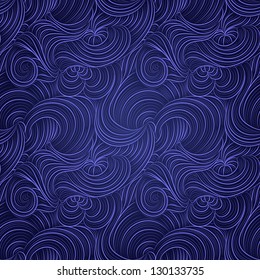 Vector seamless abstract hand-drawn pattern with waves