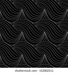 Vector seamless abstract hand-drawn pattern with waves