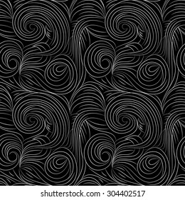 Vector seamless abstract hand-drawn pattern with waves